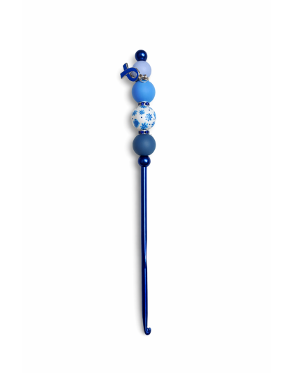 Handmade Blue Flower Crochet Hook For Crafter Support Chronic, Rare &amp; Invisible Illness Awareness