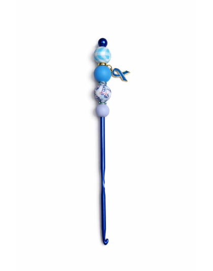 Handmade Blue Plaid Crochet Hook For Crafter Support Chronic, Rare &amp; Invisible Illness Awareness