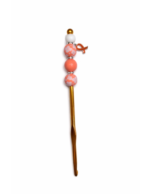Handmade Orange Floral Crochet Hook For Crafter Support Chronic, Rare &amp; Invisible Illness Awareness