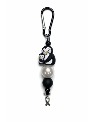 Handmade Black White Penguin &amp; Child Keychain Supporting Invisible Illness Awareness
