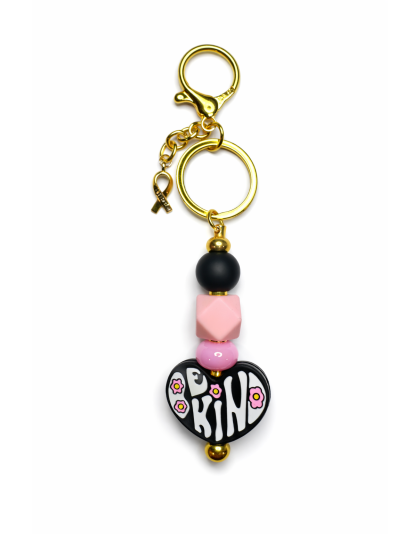 Handmade Pink &amp; Black Be Kind Keychain Charm Supporting Invisible Illness Awareness