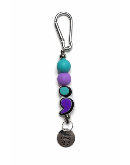 Handmade Blue &amp; Purple ; Never Give Up Charm It's OK To Not Be Ok Keychain Charm Supporting Invisible Illness Awareness