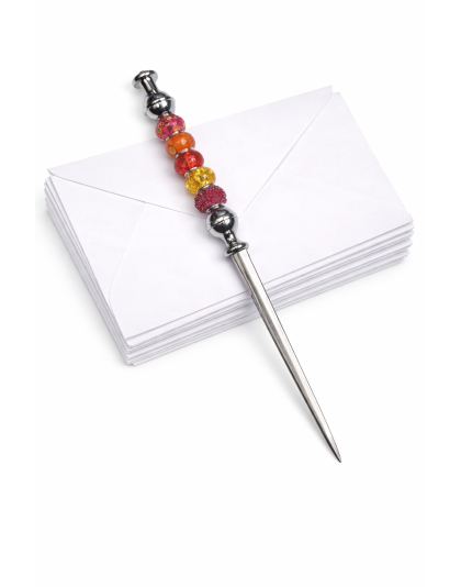Handmade Orange Beaded Letter Opener Support &amp; Awareness Chronic Rare &amp; Invisible Diseases