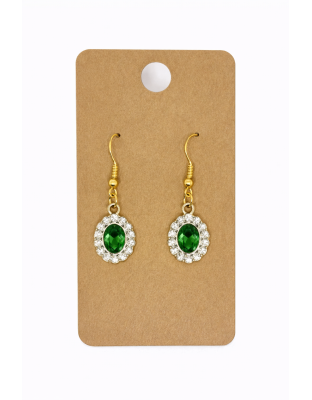 Green White Stone Dangling Earrings Supporting Awareness for Chronic Rare and Invisible Illnesses