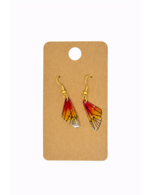Red Orange Yellow Butterfly Wings Dangling Earrings Supporting Awareness for Chronic Rare and Invisible Illnesses