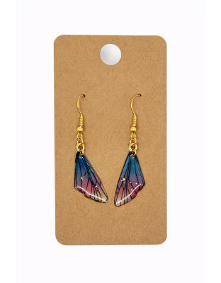 Blue &amp; Purple Butterfly Wings Dangling Earrings Supporting Awareness for Chronic Rare and Invisible Illnesses