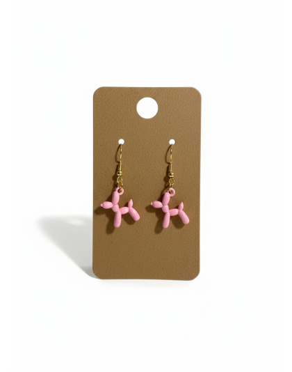 Pink Balloon Dog Earrings Supporting Awareness for Chronic Rare and Invisible Illnesses