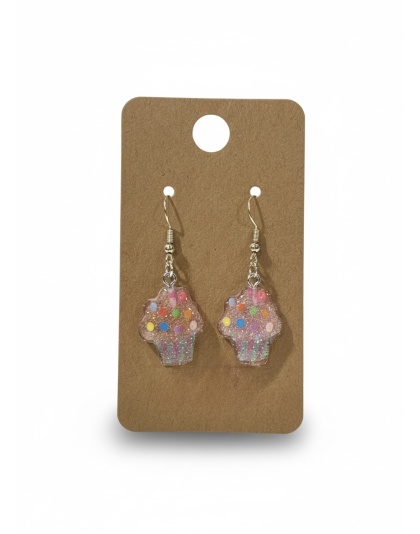 Rainbow Glitter Cupcakes Earrings Supporting Awareness for Chronic Rare and Invisible Illnesses