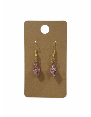 Pink Metallic Shell Dangling Earrings Supporting Awareness for Chronic Rare and Invisible Illnesses