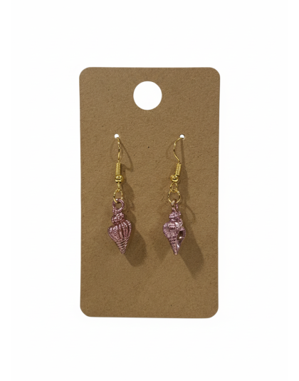 Pink Metallic Shell Dangling Earrings Supporting Awareness for Chronic Rare and Invisible Illnesses