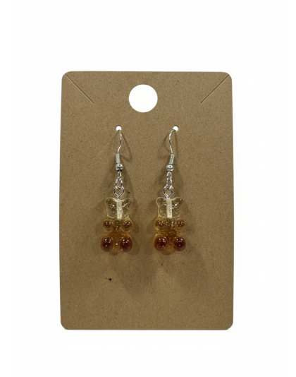 Brown &amp; Beige Root Beer Gummy Bear Dangling Earrings Supporting Awareness for Chronic Rare and Invisible Illnesses