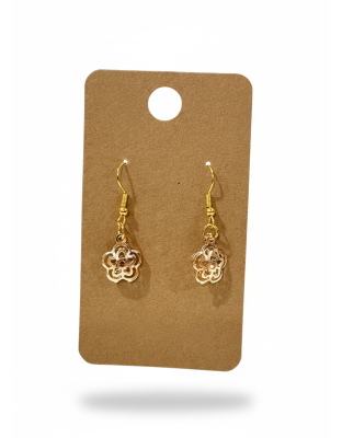 Gold Flower Clear Stone Dangling Gold Color Earrings Supporting Awareness for Chronic Rare and Invisible Illnesses