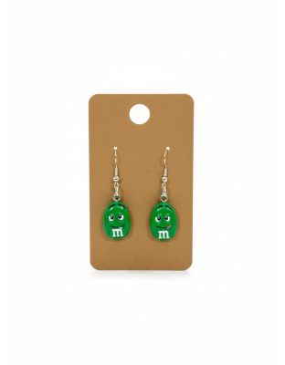 Green M Candy Dangling Earrings Supporting Awareness for Chronic Rare and Invisible Illnesses