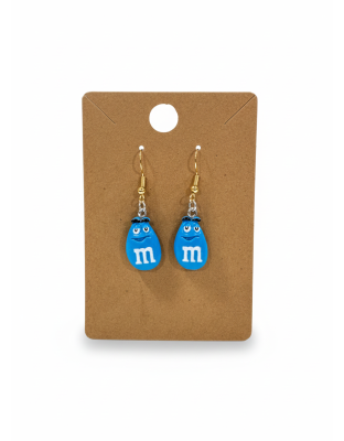 Blue M Candy Dangling Earrings Supporting Awareness for Chronic Rare and Invisible Illnesses