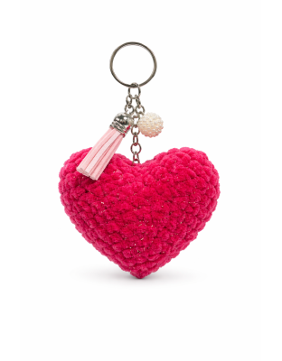 Handmade Pink Heart Crochet Plush Keychain Support Chronic, Rare &amp; Invisible Illness Awareness