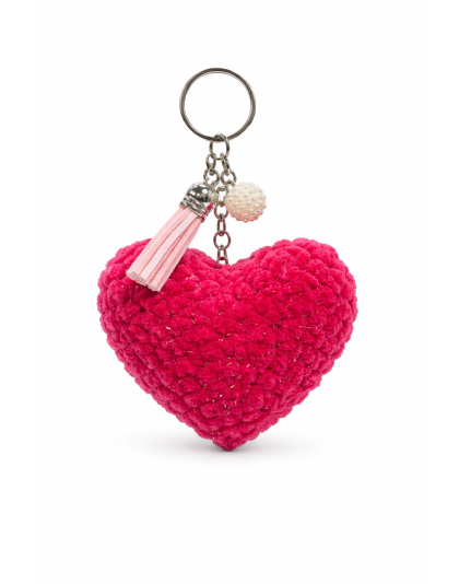 Handmade Pink Heart Crochet Plush Keychain Support Chronic, Rare &amp; Invisible Illness Awareness