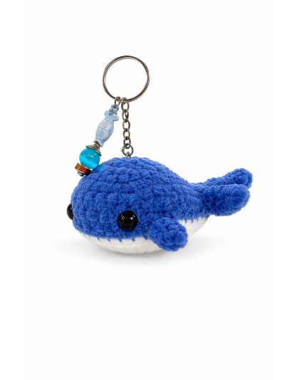 Handmade Blue Whale Crochet Plush Keychain Support Chronic, Rare &amp; Invisible Illness Awareness