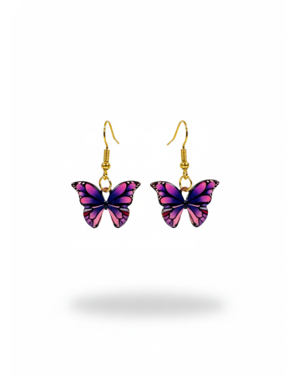 Pink &amp; Purple Butterfly Dangling Earrings Supporting Awareness for Chronic Rare and Invisible Illnesses