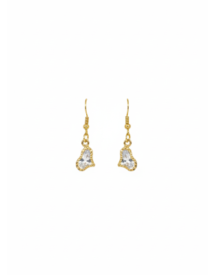 Gold Heart Stone Dangling Earrings Supporting Awareness for Chronic Rare and Invisible Illnesses