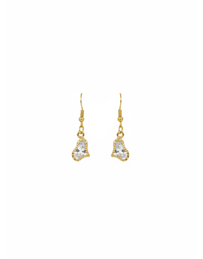 Gold Heart Stone Dangling Earrings Supporting Awareness for Chronic Rare and Invisible Illnesses