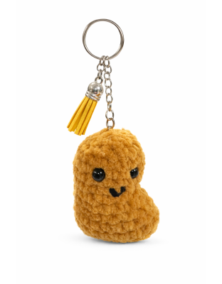 Handmade Gold Brown Nugget Yellow Tassel Crochet Plush Keychain Support Chronic, Rare &amp; Invisible Illness Awareness
