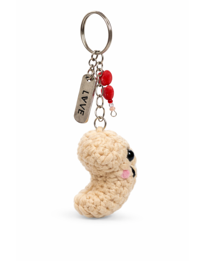 Handmade Fortune Cookie Red Charm Crochet Plush Keychain Support Chronic, Rare &amp; Invisible Illness Awareness