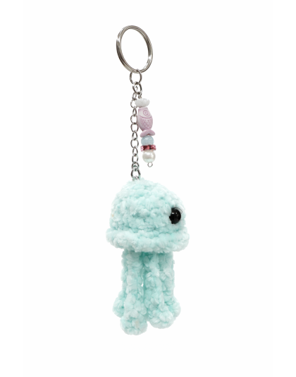 Handmade Teal Octopus With Purple Charm Crochet Plush Keychain Support Chronic, Rare &amp; Invisible Illness Awareness ( Copy )