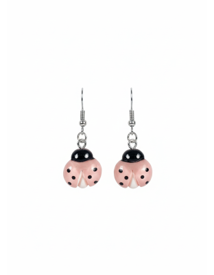 Pink Ladybug Dangling Earrings Supporting Awareness for Chronic Rare and Invisible Illnesses