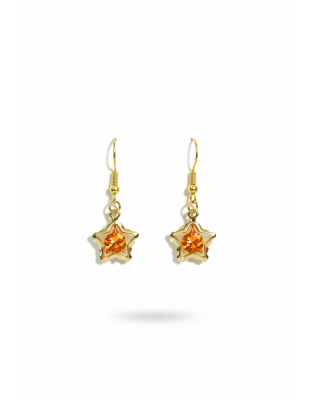 Orange Gold 3-D Dangling Earrings Gold Supporting Awareness for Chronic Rare and Invisible Illnesses