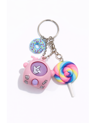 Pink Purple Rock Paper Scissors Fidget Toy With Adorable Blue Donut and Pastel Rainbow Lolipop Charms Raise Awareness Support Rare Chronic &amp; Invisible Illness
