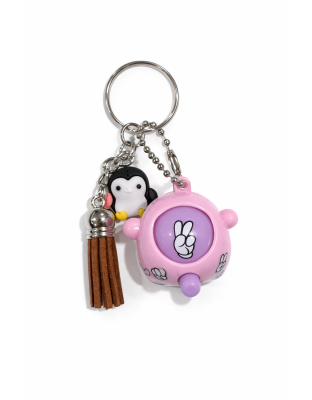 Pink &amp; Purple Rock Paper Scissors Fidget Toy With Adorable Black Penguin And Brown Tassel Charms Raise Awareness Support Rare Chronic &amp; Invisible Illness