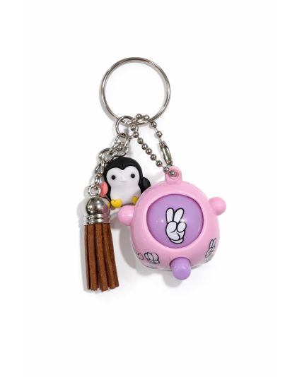 Pink &amp; Purple Rock Paper Scissors Fidget Toy With Adorable Black Penguin And Brown Tassel Charms Raise Awareness Support Rare Chronic &amp; Invisible Illness