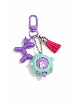 Teal &amp; Purple Rock Paper Scissors Fidget Toy With Purple Balloon Dog And Pink Tassel Charms Raise Awareness Support Rare Chronic &amp; Invisible Illness