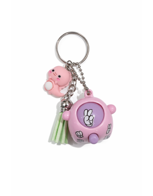 Pink &amp; Purple Rock Paper Scissors Fidget Toy With Adorable Pink Dinosaur And Green Tassel Charms Raise Awareness Support Rare Chronic &amp; Invisible Illness
