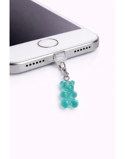 Teal Gummy Bear Phone Charm Plug-In Accessory Chronic Rare Invisible Illness Awareness &amp; Support