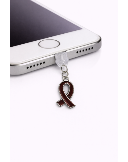 Brown Ribbon Phone Charm Plug-In Accessory Chronic Rare Invisible Illness Awareness &amp; Support