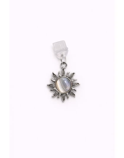 Gray Silver Sun Phone Charm Plug-In Accessory Chronic Rare Invisible Illness Awareness &amp; Support