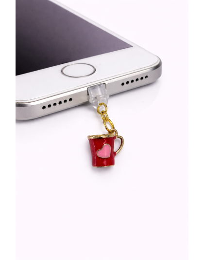 Red Mug Pink Heart Phone Charm Plug-In Accessory Chronic Rare Invisible Illness Awareness &amp; Support