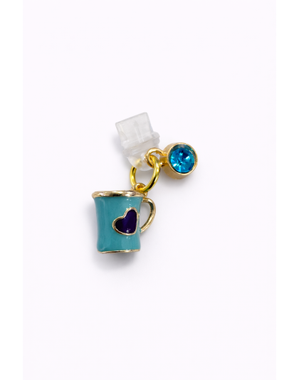 Teal Mug Blue Heart Phone Charm Plug-In Accessory Chronic Rare Invisible Illness Awareness &amp; Support