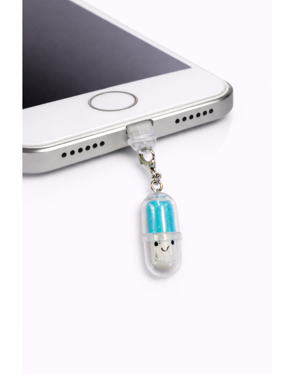 Light Blue Pill Capsule Phone Charm Plug-In Accessory Chronic Rare Invisible Illness Awareness &amp; Support
