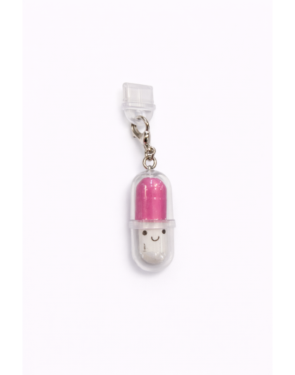 Pink Pill Capsule Phone Charm Plug-In Accessory Chronic Rare Invisible Illness Awareness &amp; Support
