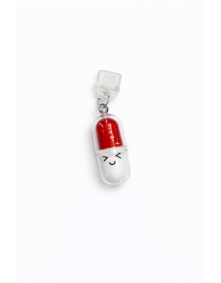 Red Capsule Pill Phone Charm Plug-In Accessory Chronic Rare Invisible Illness Awareness &amp; Support