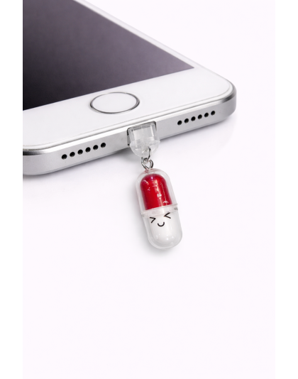 Red Capsule Pill Phone Charm Plug-In Accessory Chronic Rare Invisible Illness Awareness &amp; Support