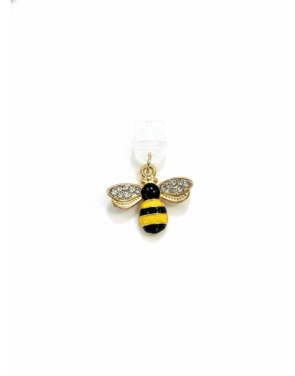Black &amp; Yellow Bumble Bee Phone Charm Plug-In Accessory Chronic Rare Invisible Illness Awareness &amp; Support
