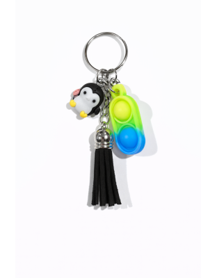 Yellow Green Blue Silicone Mini Pop Fidget With Black Penguin Sensory Toy Raise Awareness Support Rare Chronic &amp; Invisible Illness