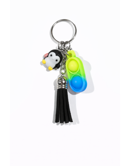 Yellow Green Blue Silicone Mini Pop Fidget With Black Penguin Sensory Toy Raise Awareness Support Rare Chronic &amp; Invisible Illness