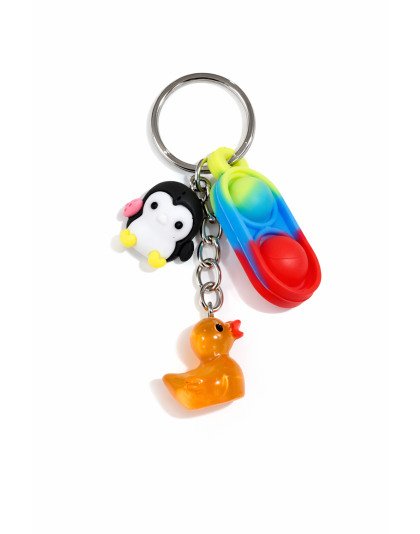 Rainbow Silicone Mini Pop Fidget With Black Penguin Orange Duck Sensory Toy Raise Awareness Support Rare Chronic &amp; Invisible Illness
