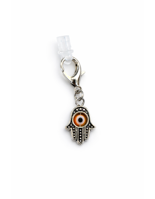 Hamsa With Orange Eye Charm Plug-In Accessory Chronic Rare Invisible Illness Awareness &amp; Support