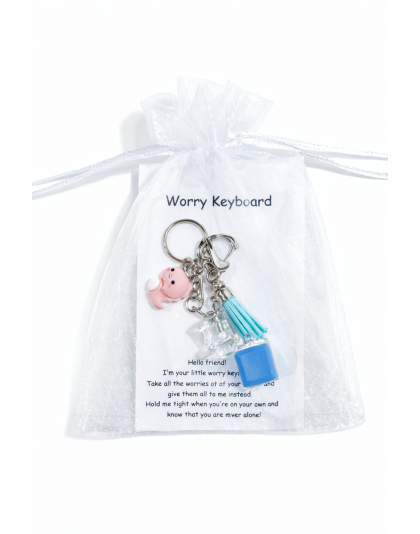 Blue Audible Keyboard Clicker Pink Dino and Teal Tassel Fidget Sensory Toy Raise Awareness Support Rare Chronic &amp; Invisible Illness