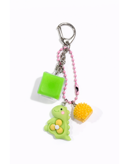 Green Audible Keyboard Clicker Green Dino &amp; Yellow Charm Fidget Sensory Toy Raise Awareness Support Rare Chronic &amp; Invisible Illness
